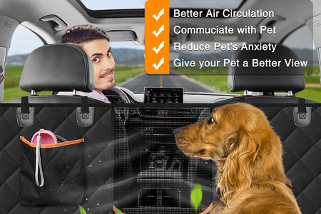 Dog Car Seat Cover for Back Seat,600D Heavy Duty Dog Hammock for Car with Side Flap,100% Waterproof Pet Backseat Cover, Anti-Scratch Nonslip Pet Seat Protector for Cars Trucks and SUV