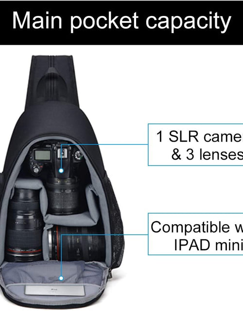 Load image into Gallery viewer, Camera Bag Sling Backpack, Camera Case Backpack with Tripod Holder for DSLR/SLR Mirrorless Cameras (Canon Nikon Sony Pentax) Black
