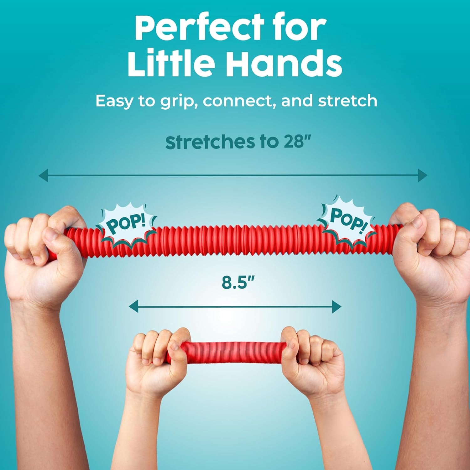 Pop Tubes Sensory Toys, Fine Motor Skills Stocking Stuffers Toddler Toys, Fidget Toys for Sensory Kids and Stocking Stuffers for Kids Learning Toys