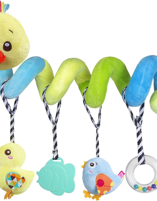 Load image into Gallery viewer, Car Seat Toys, Baby Activity Spiral Plush Toys for Stroller Bar Accessories, Crib Toys with Bell for Boy or Girl, Hangings Rattle Toy with Squeaky (Yellow-Duck)
