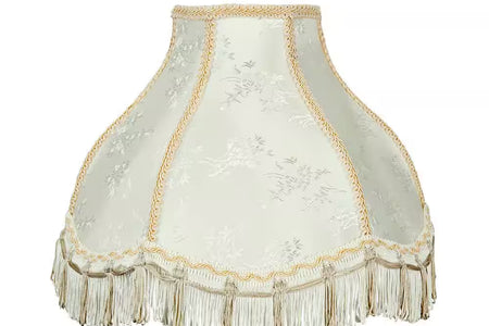 13 In. X 9.5 In. Ivory and Fringe Scallop Bell Lamp Shade