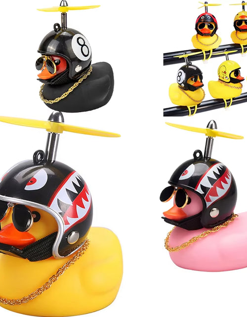Load image into Gallery viewer, Car Duck with Helmet Broken Wind Pendant Small Yellow Duck Road Bike Motor Helmet Riding Cycling Accessories without Lights
