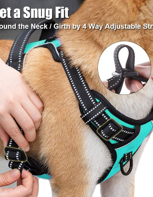 Load image into Gallery viewer, No Pull Dog Harness, Reflective Comfortable Vest Harness with Front &amp; Back 2 Leash Attachments and Easy Control Handle Adjustable Soft Padded Pet Vest for Small Medium Large Dogs (Mint Blue,M)
