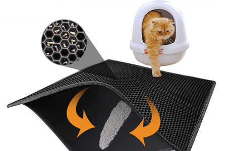 Kitty Cat Litter Mat Trapping Honeycomb Double Layer Design Waterproof Double Layer EVA Cat Litter Pad Waterproof Non-Slip Sand Basin Filter Kitten Dog Washable Mattress