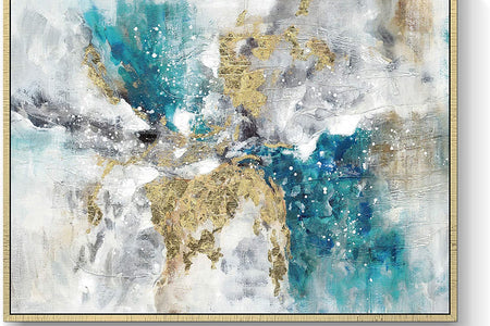 Abstract Canvas Framed Wall Art: Marble Abstract Heavy Texture Pictures Minimalist Painting with Gold Foil for Bedroom (40”W X 30''H, Multiple Sizes)