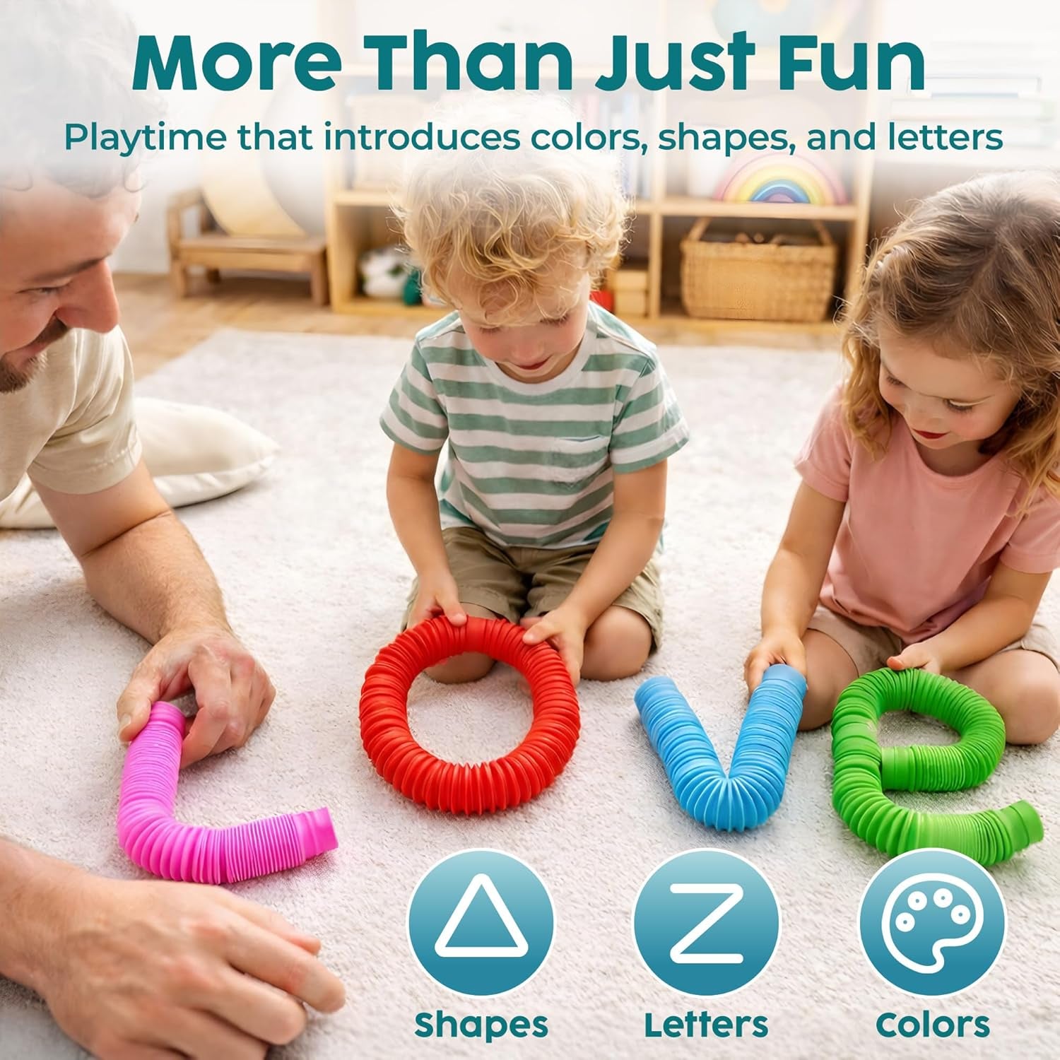 Pop Tubes Sensory Toys, Fine Motor Skills Stocking Stuffers Toddler Toys, Fidget Toys for Sensory Kids and Stocking Stuffers for Kids Learning Toys