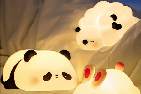 LED Night Lights Cute Sheep Panda Rabbit Silicone Lamp USB Rechargeable Timing Bedside Decor Kids Baby Nightlight Birthday Gift