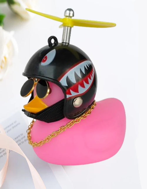 Load image into Gallery viewer, Car Duck with Helmet Broken Wind Pendant Small Yellow Duck Road Bike Motor Helmet Riding Cycling Accessories without Lights
