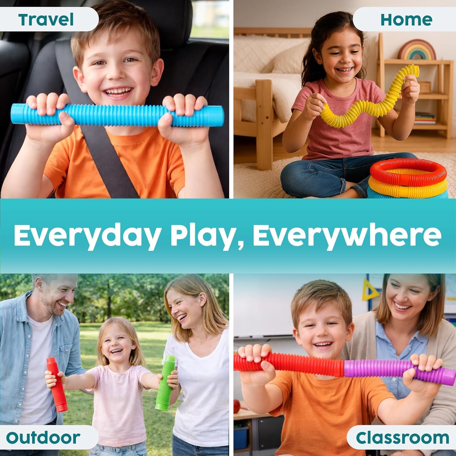 Pop Tubes Sensory Toys, Fine Motor Skills Stocking Stuffers Toddler Toys, Fidget Toys for Sensory Kids and Stocking Stuffers for Kids Learning Toys
