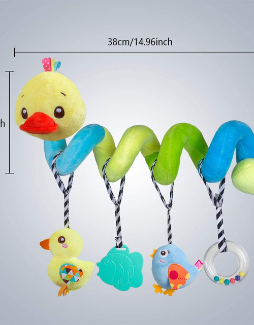 Load image into Gallery viewer, Car Seat Toys, Baby Activity Spiral Plush Toys for Stroller Bar Accessories, Crib Toys with Bell for Boy or Girl, Hangings Rattle Toy with Squeaky (Yellow-Duck)
