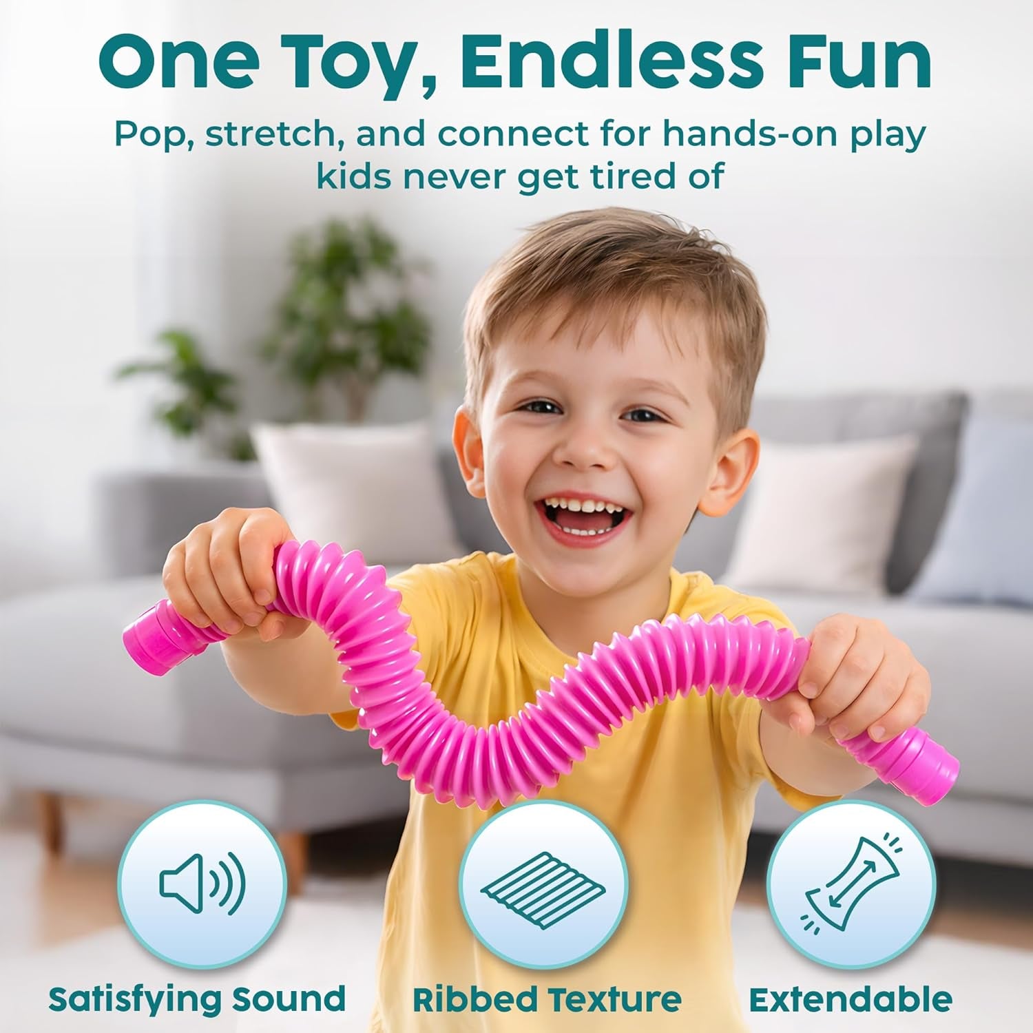 Pop Tubes Sensory Toys, Fine Motor Skills Stocking Stuffers Toddler Toys, Fidget Toys for Sensory Kids and Stocking Stuffers for Kids Learning Toys