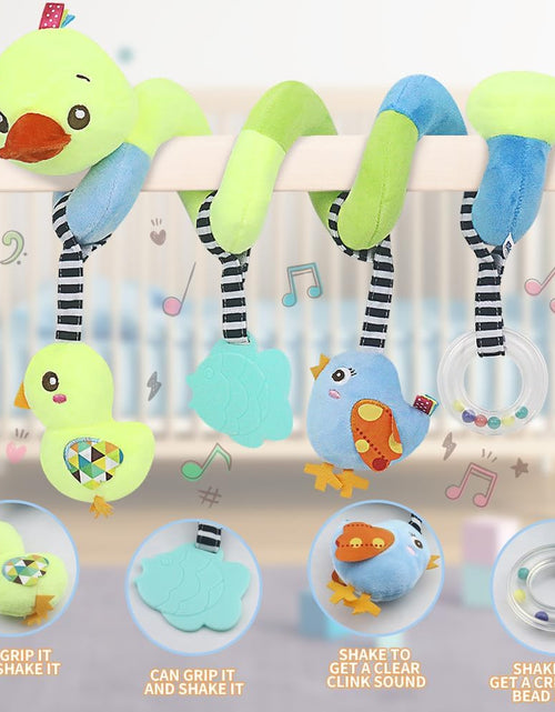 Load image into Gallery viewer, Car Seat Toys, Baby Activity Spiral Plush Toys for Stroller Bar Accessories, Crib Toys with Bell for Boy or Girl, Hangings Rattle Toy with Squeaky (Yellow-Duck)
