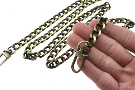 Purse Chain Strap 39.4 Inches Bronze for Shoulder Cross Body Sling Purse Handbag Clutch Replacement Comfortable Flat 0.4' Wide Enough 2.4Mm Extra Thick Metal 1 Pack