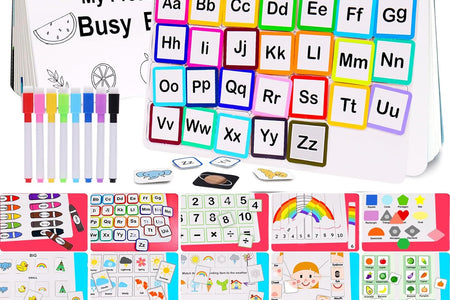 Busy Book for Kids, Montessori Preschool Learning Activities,30 Themes Book with 8 Marker, Workbook Activity Binder/Toys for Toddlers 1-3, Autism Learning Materials and Tracing Coloring Book