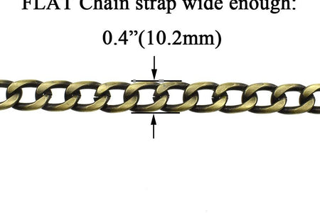 Purse Chain Strap 39.4 Inches Bronze for Shoulder Cross Body Sling Purse Handbag Clutch Replacement Comfortable Flat 0.4' Wide Enough 2.4Mm Extra Thick Metal 1 Pack