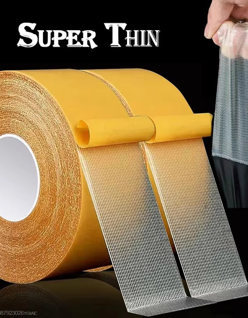 Load image into Gallery viewer, Super Thin Strong Fixation Double Sided Adhesive Tape Heavy Duty Translucent Mesh Waterproof Traceless Powerful Grid Carpet Tape
