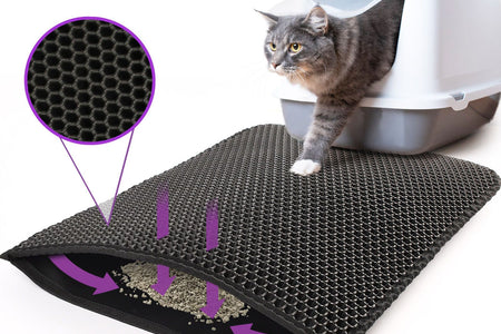 Kitty Cat Litter Mat Trapping Honeycomb Double Layer Design Waterproof Double Layer EVA Cat Litter Pad Waterproof Non-Slip Sand Basin Filter Kitten Dog Washable Mattress