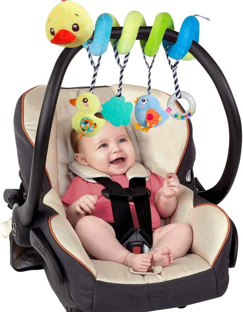 Load image into Gallery viewer, Car Seat Toys, Baby Activity Spiral Plush Toys for Stroller Bar Accessories, Crib Toys with Bell for Boy or Girl, Hangings Rattle Toy with Squeaky (Yellow-Duck)
