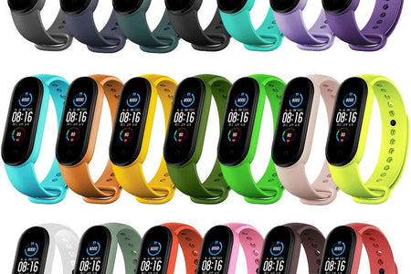 Replacement Bands Compatible with Xiaomi Mi Band 6/Xiaomi Mi Band 5/Amazfit Band 5, Soft Silicone Wristbands, Sport Adjustable Wrist Strap for Women Men